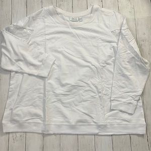 Women’s Denim&Co Active long Sleeve with Sleeve Lace Detail- Size 3X